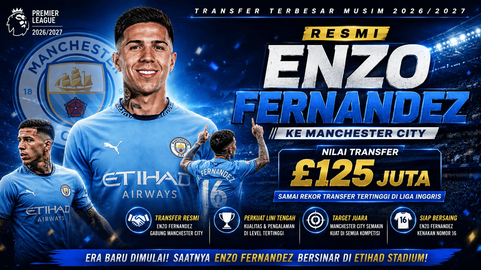 Enzo Fernandez Jadi Rekrutan Besar Manchester City