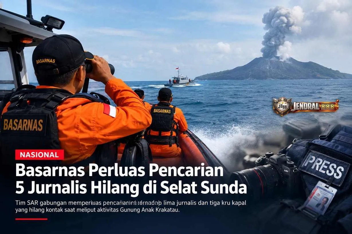 Basarnas Perluas Pencarian 5 Jurnalis Hilang di Selat Sunda | Jendral888