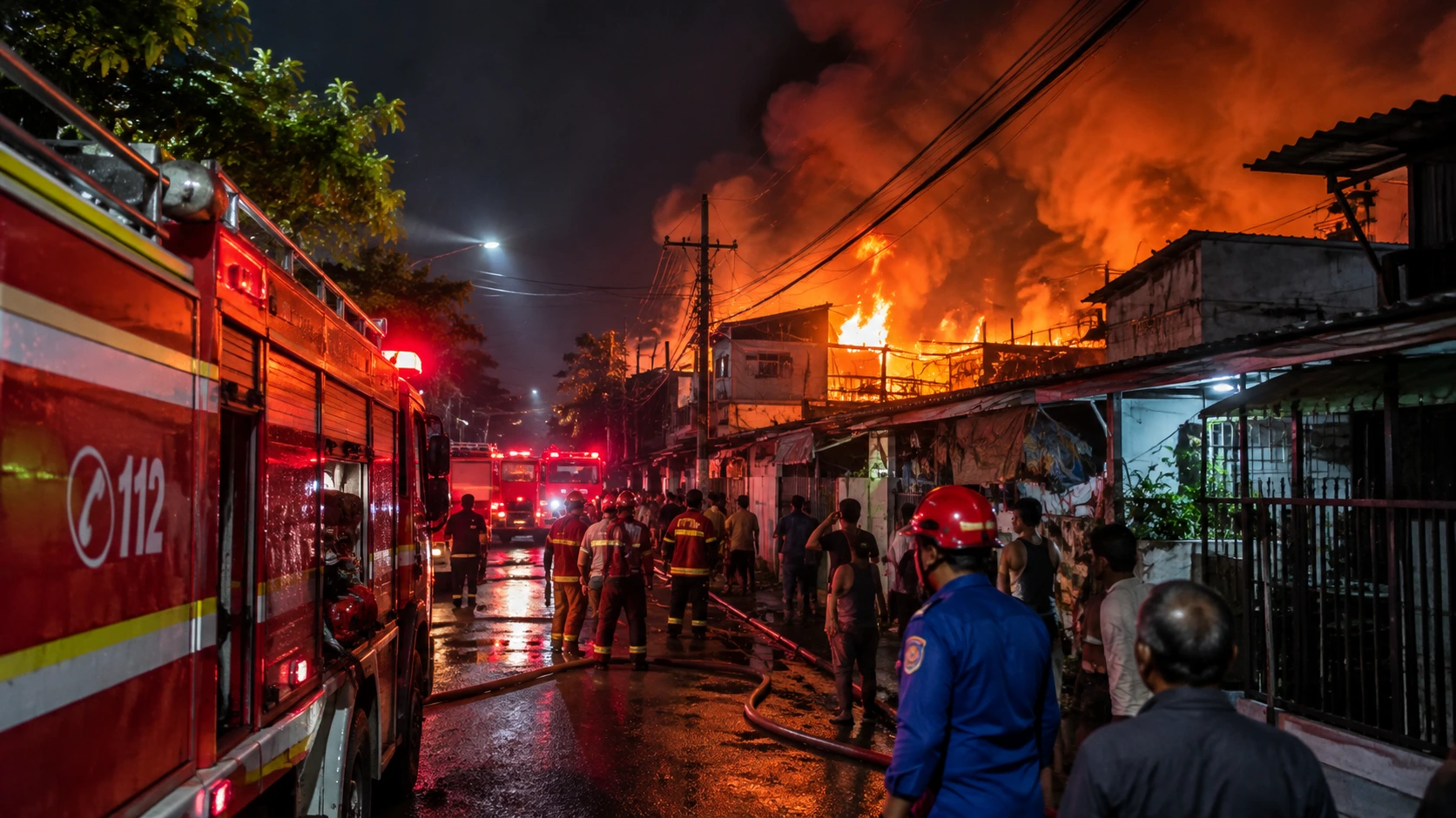 Petugas pemadam kebakaran menangani kebakaran yang melanda kawasan permukiman di Kebayoran Lama, Jakarta Selatan.
