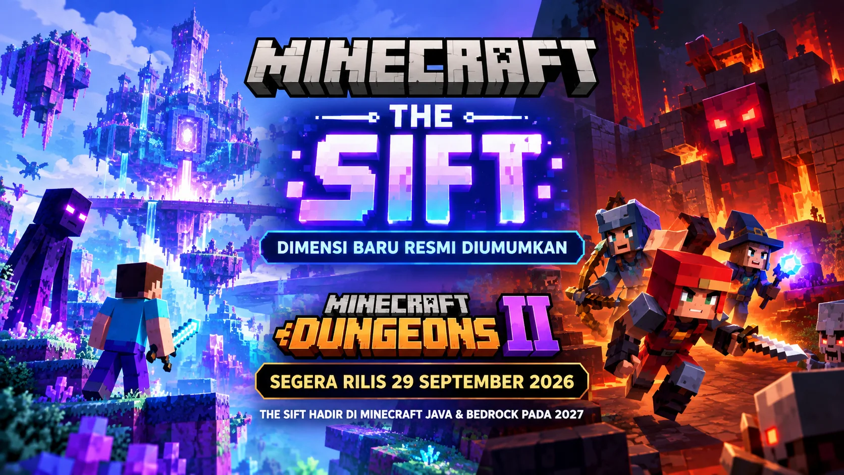 Minecraft The Sift dan Minecraft Dungeons II dalam pengumuman Minecraft Live 2026