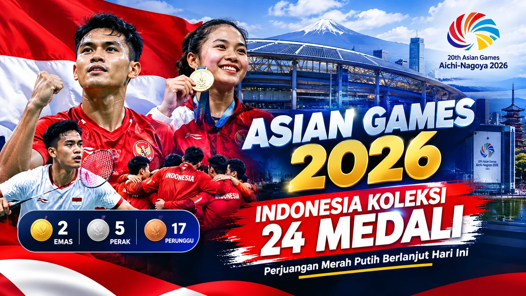 Asian Games 2026: Indonesia Koleksi 24 Medali