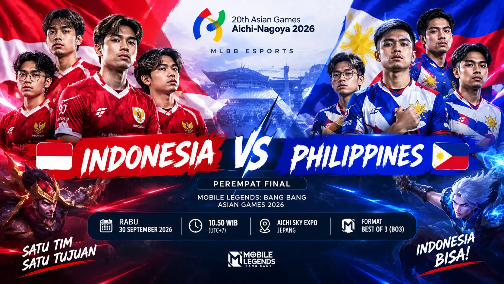 Timnas MLBB Indonesia menghadapi Filipina di perempat final Asian Games 2026